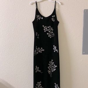 velvet black floral dress